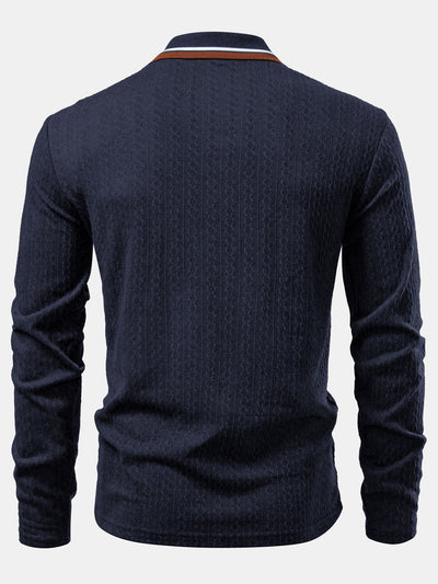Ludovico® | Long Sleeve Twist Jacquard Polo Shirt
