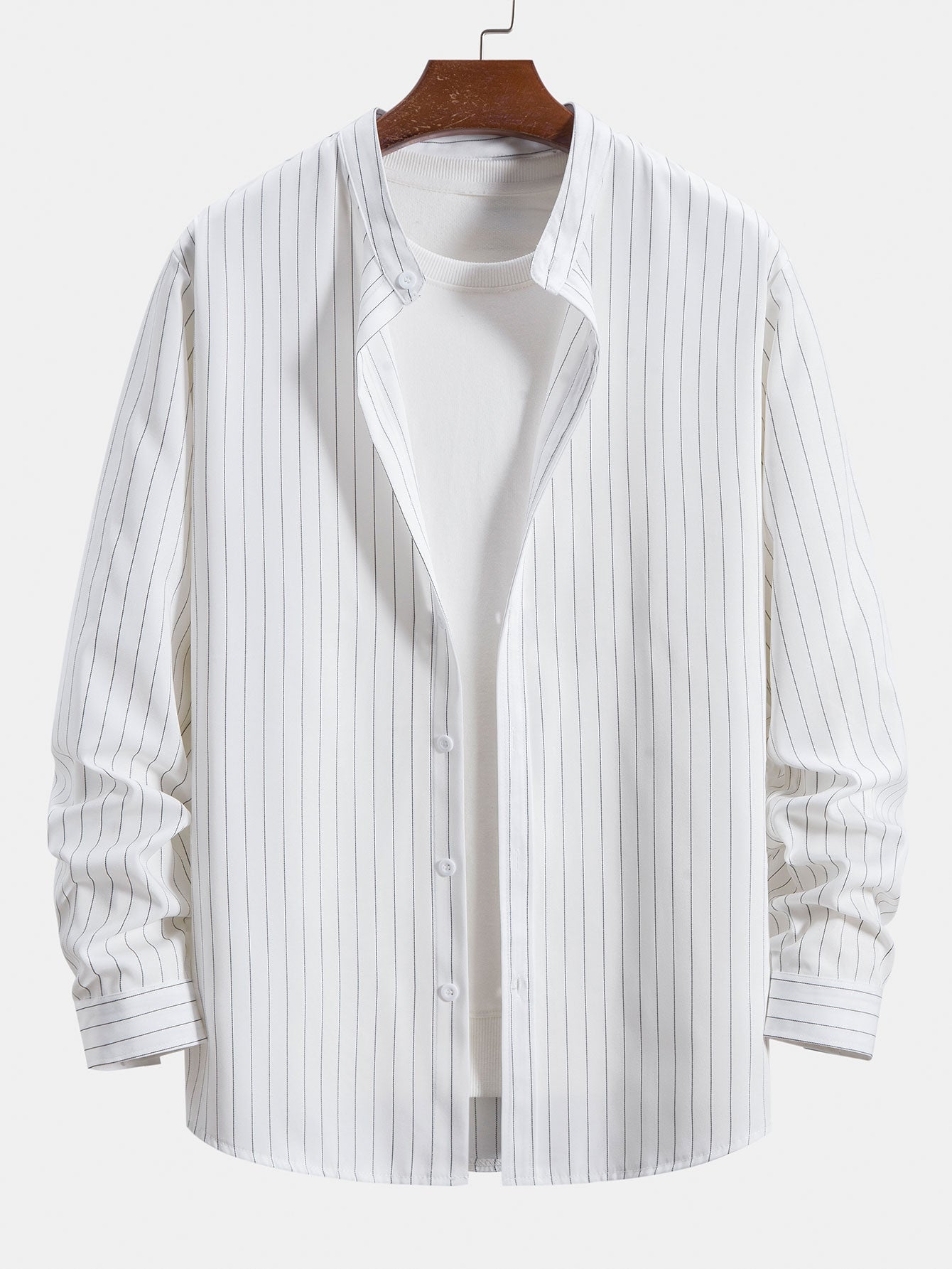 Althaea® | Long Sleeve Stand Collar Striped Shirt