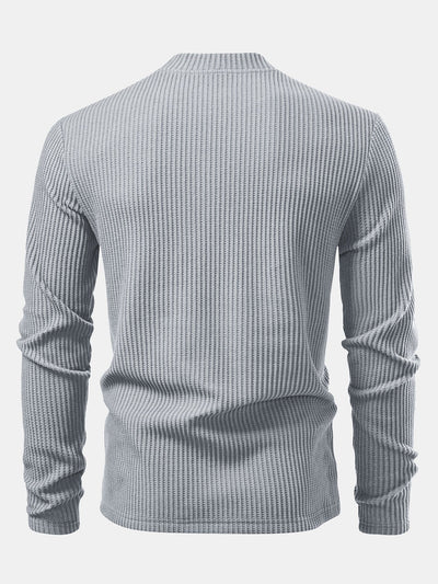 Ismael® | Long Sleeve Waffle Mock Neck T-Shirt