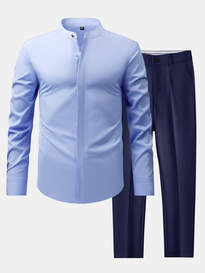 hola HIGH NECK SHIRT & SLIM FIT FLARED LEG PANTS