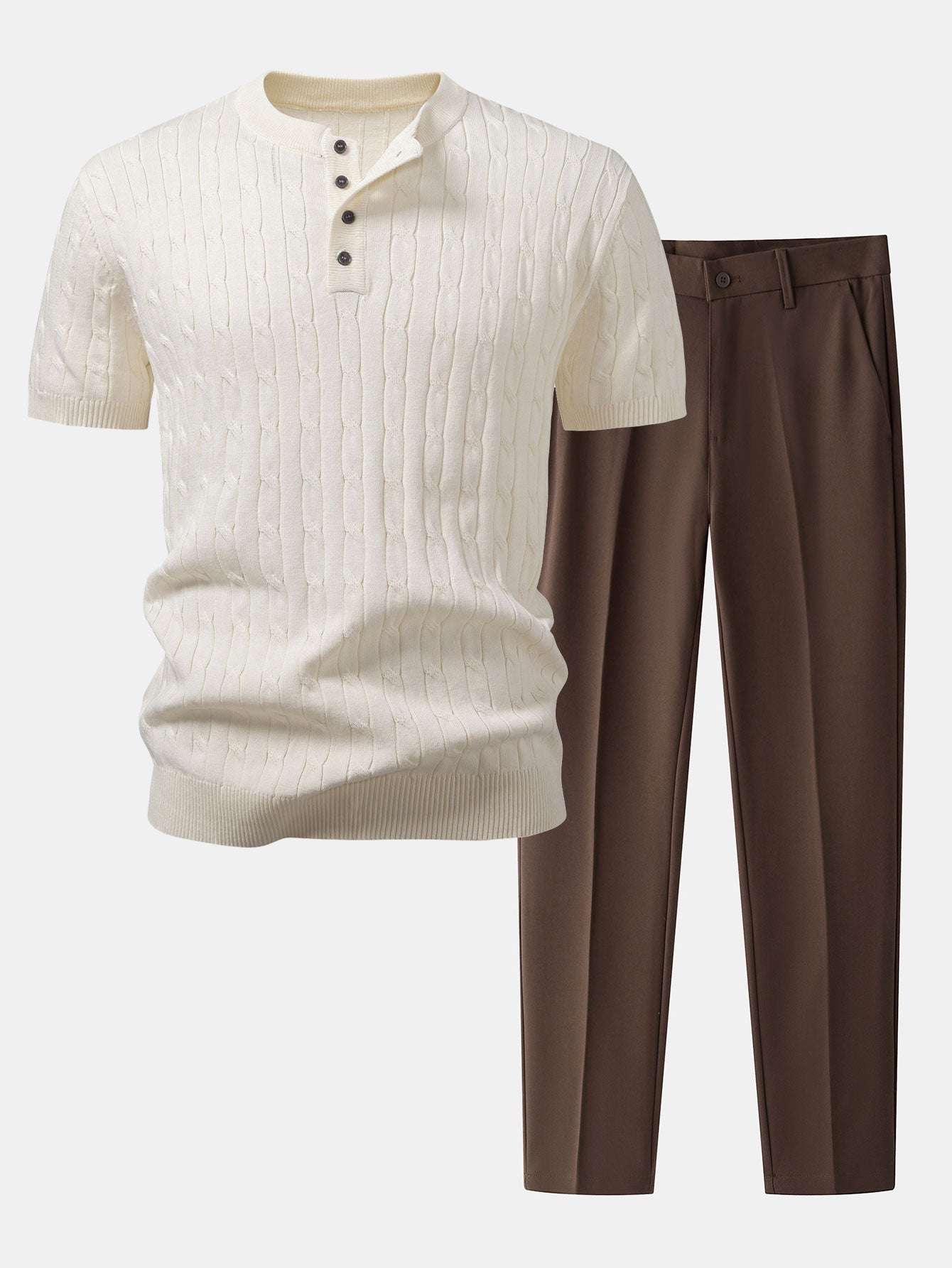 hola Twist Knit Henley Shirt & Slim Fit Skinny Leg Pants
