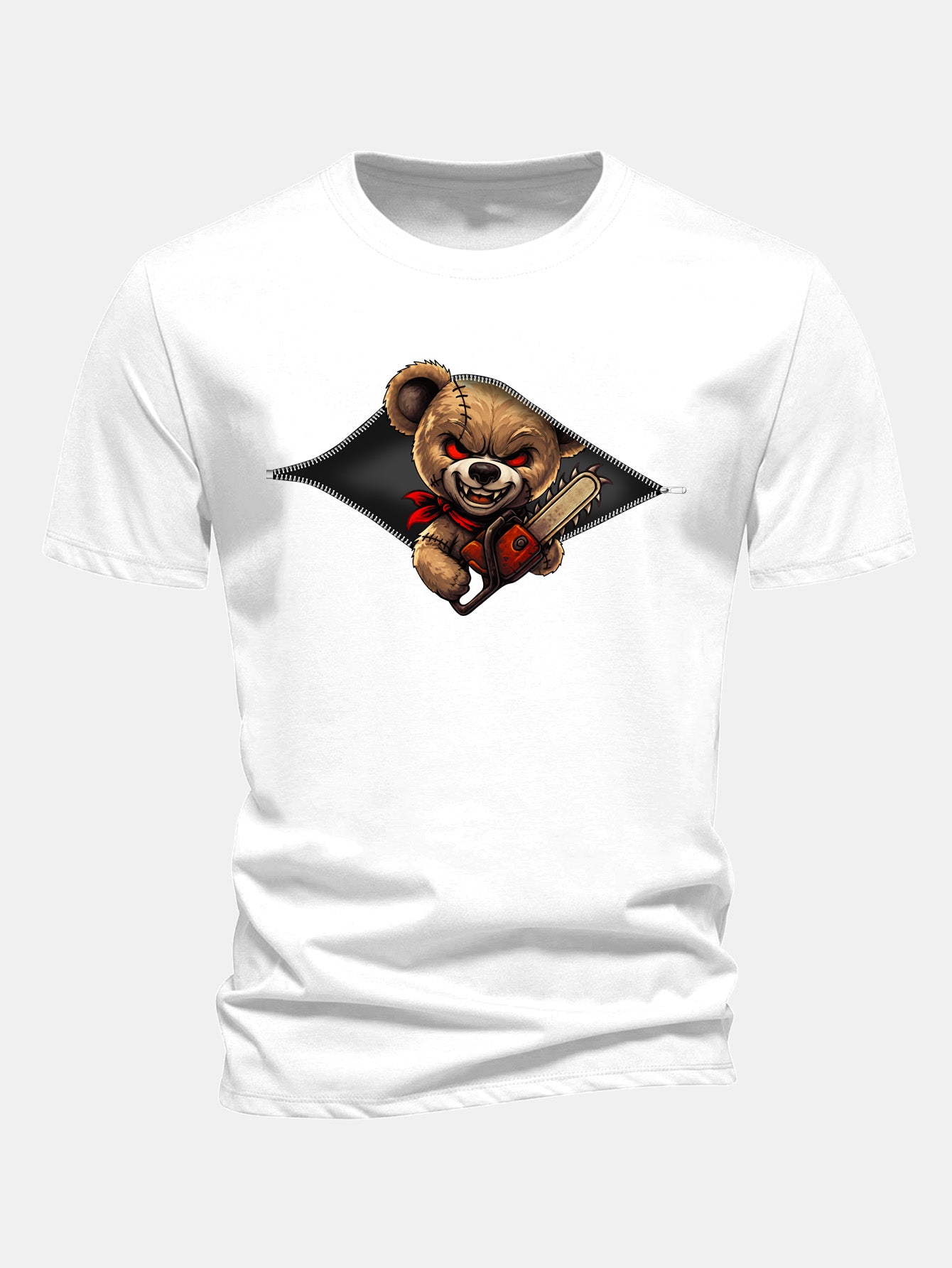 Jabes® | Regular Fit Halloween Zipper Evil Bear Print Cotton T-Shirt