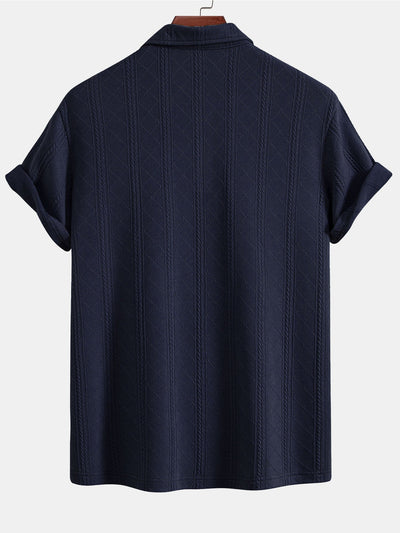 Samuel | Rhombus Geometric Texture Knit Polo Shirt