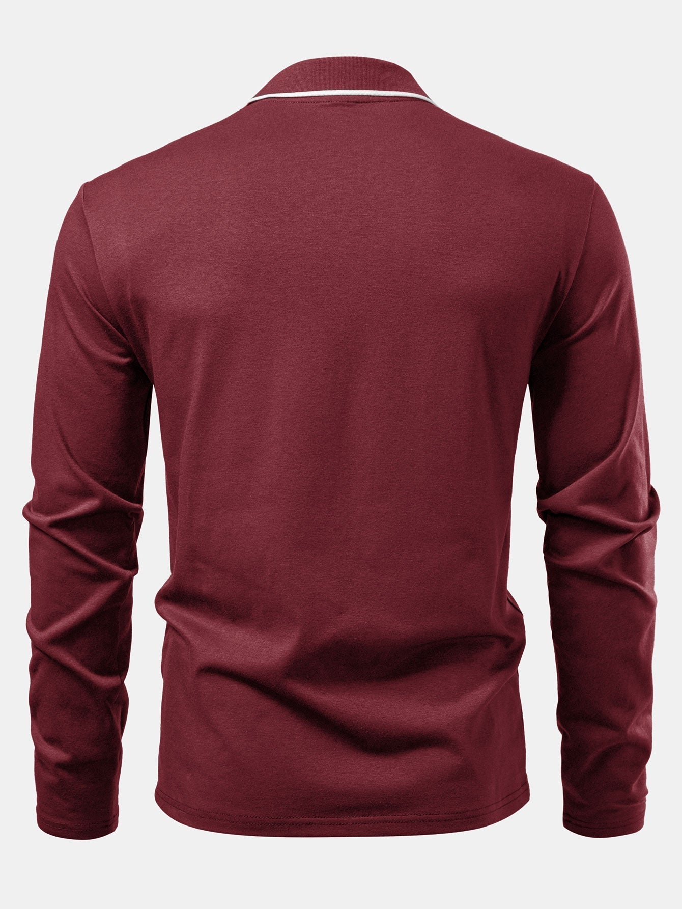 Mason | Long Sleeved Contrast Polo Shirt With Pocket