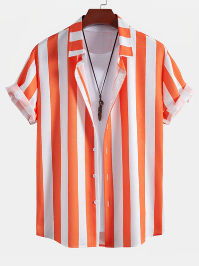 Manasés® | Stripe Print Button Up Shirt