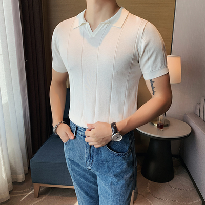 Leith® | Slimfit Fashion Knit Short Sleeve Shirt