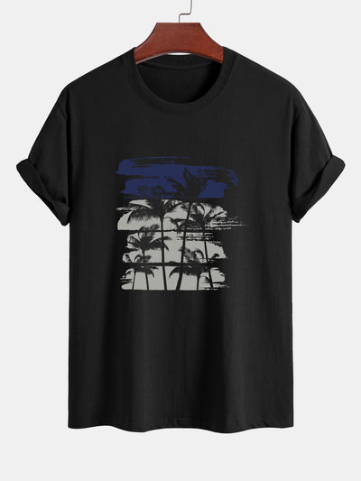 Damián® | Palm Tree Silhouette Print Cotton T-Shirt & Swim Shorts