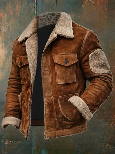 Ganímedes | Rustic leather jacket with Sherpa lining for men