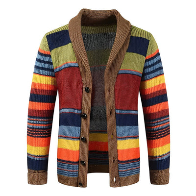 Fidelio | Men's retro color-block button-front cardigan