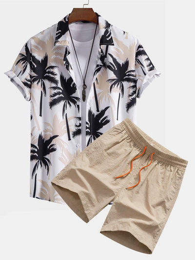 Ray® | Palm Tree Print Button Up Shirt & Swim Shorts