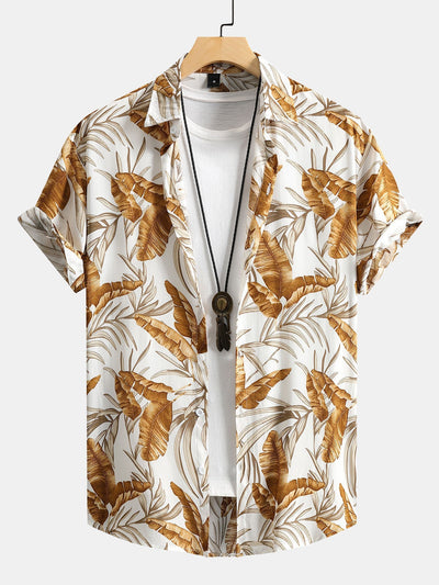 Aretino® | Viscose Tropical Print Button Up Shirt