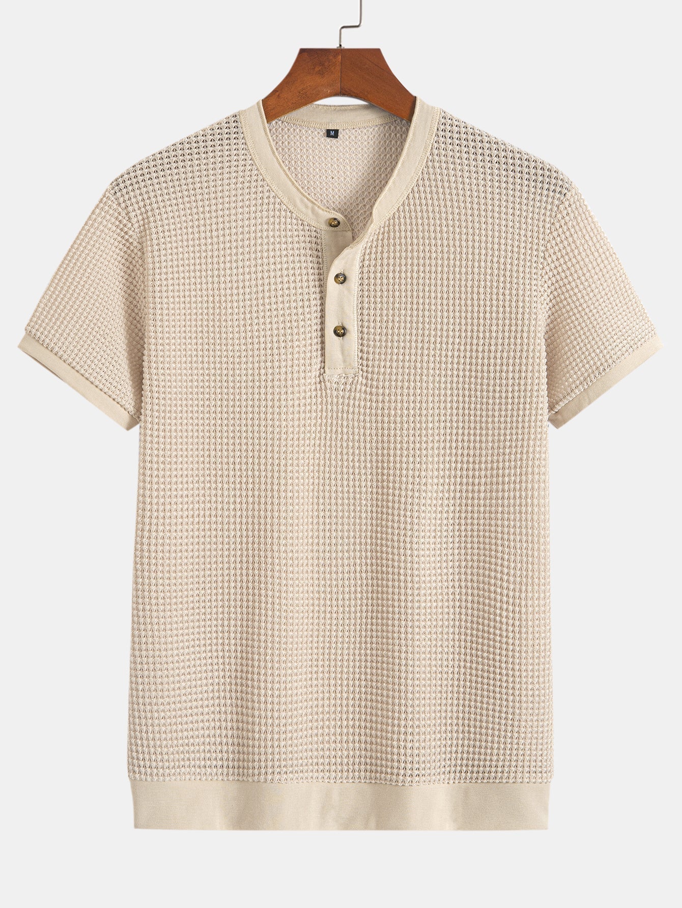 Eduardo® | Henley Neck Textured Ribbed Hem T-Shirt