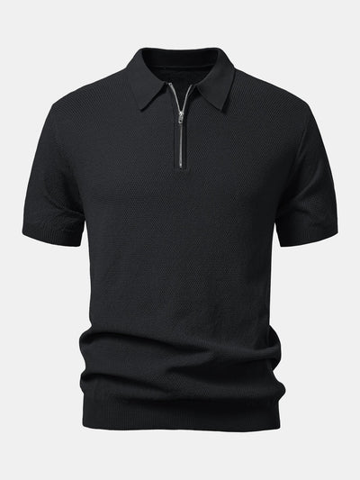 Julian | Textured Zip Up Knit Polo Shirt
