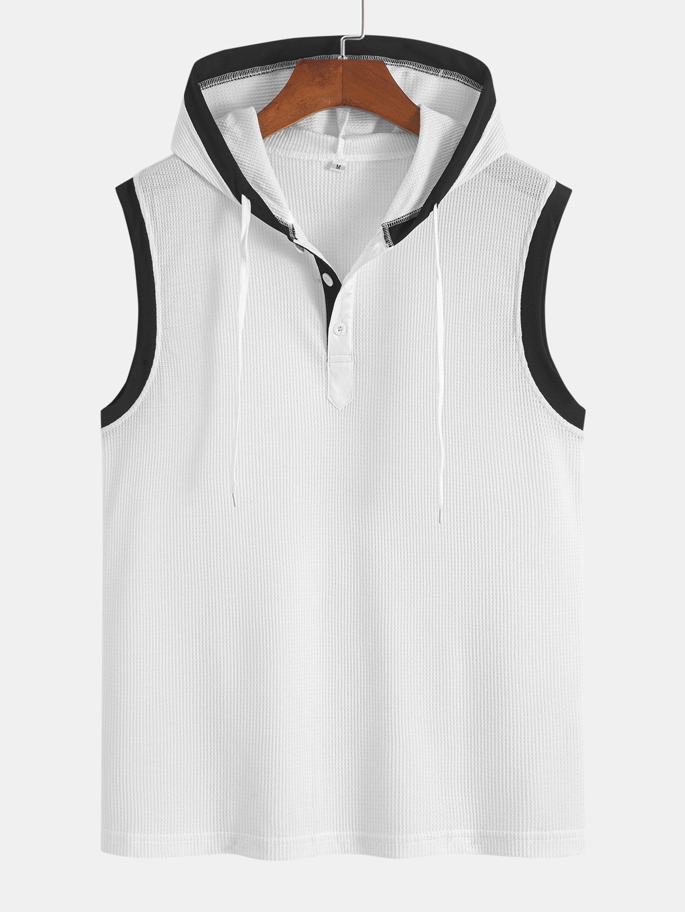 Edmundo® | Contrast Waffle Half Open Hooded Vest