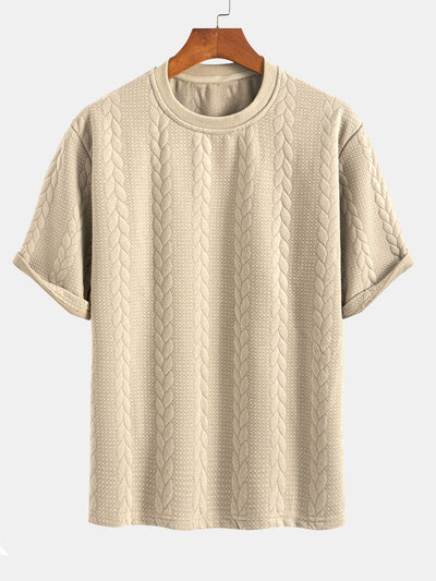 Heraclio® | Relax Fit Mid-Length Sleeve Twist Jacquard T-Shirt & Shorts