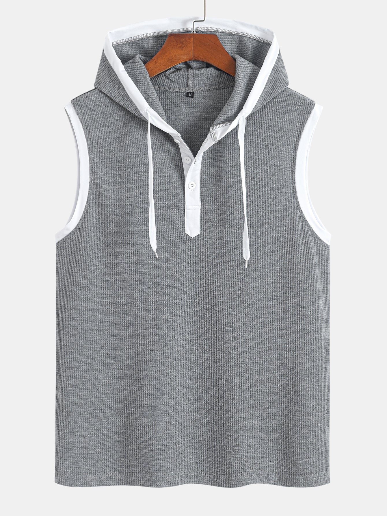 Edmundo® | Contrast Waffle Half Open Hooded Vest