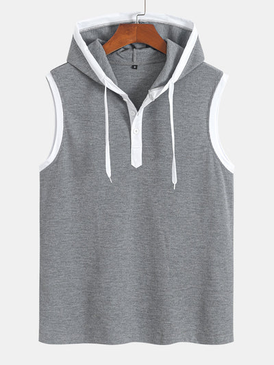 Edmundo® | Contrast Waffle Half Open Hooded Vest