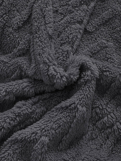 Jonas | Geometric Jacquard Zip Up Teddy Hoodie
