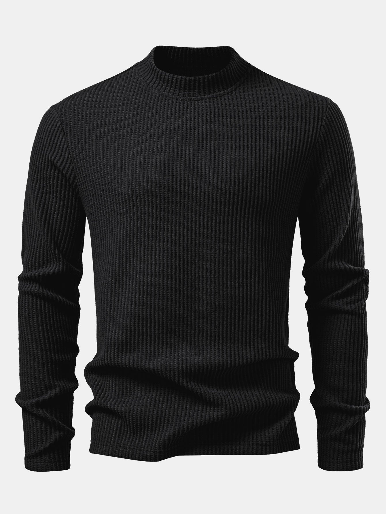 Ismael® | Long Sleeve Waffle Mock Neck T-Shirt