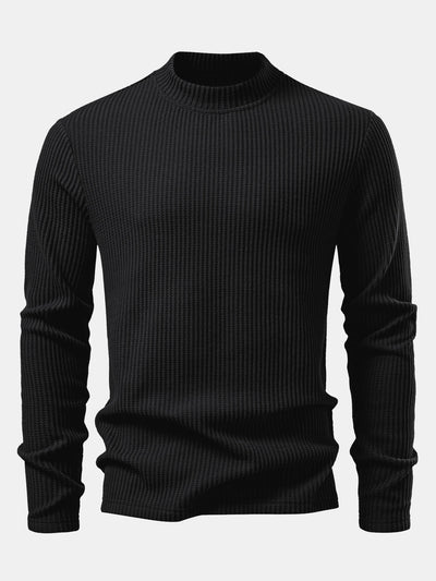 Ismael® | Long Sleeve Waffle Mock Neck T-Shirt