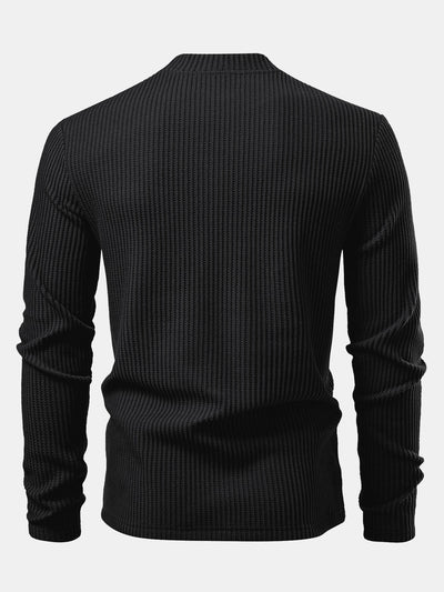 Imran® | Long Sleeve Waffle Mock Neck T-Shirt & Drawstring Knitted Waffle Pants