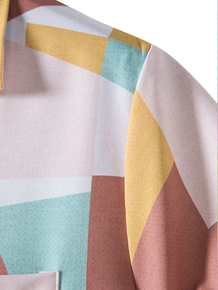 Aedan® | Abstract Color Block Print Shirt