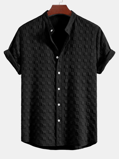 Jay® | Checkerboard Jacquard Stand Collar Shirt & Checkerboard Jacquard Shorts