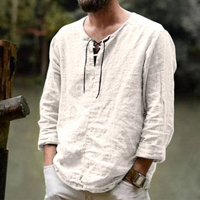 Jerry® | High Quality Collarless Linen Shirt