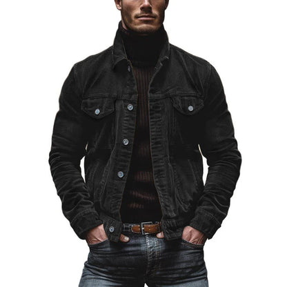 Betsy® | Men's Vintage Corduroy Lapel Single Breasted Multi-Pocket Work Jacket 43646517M