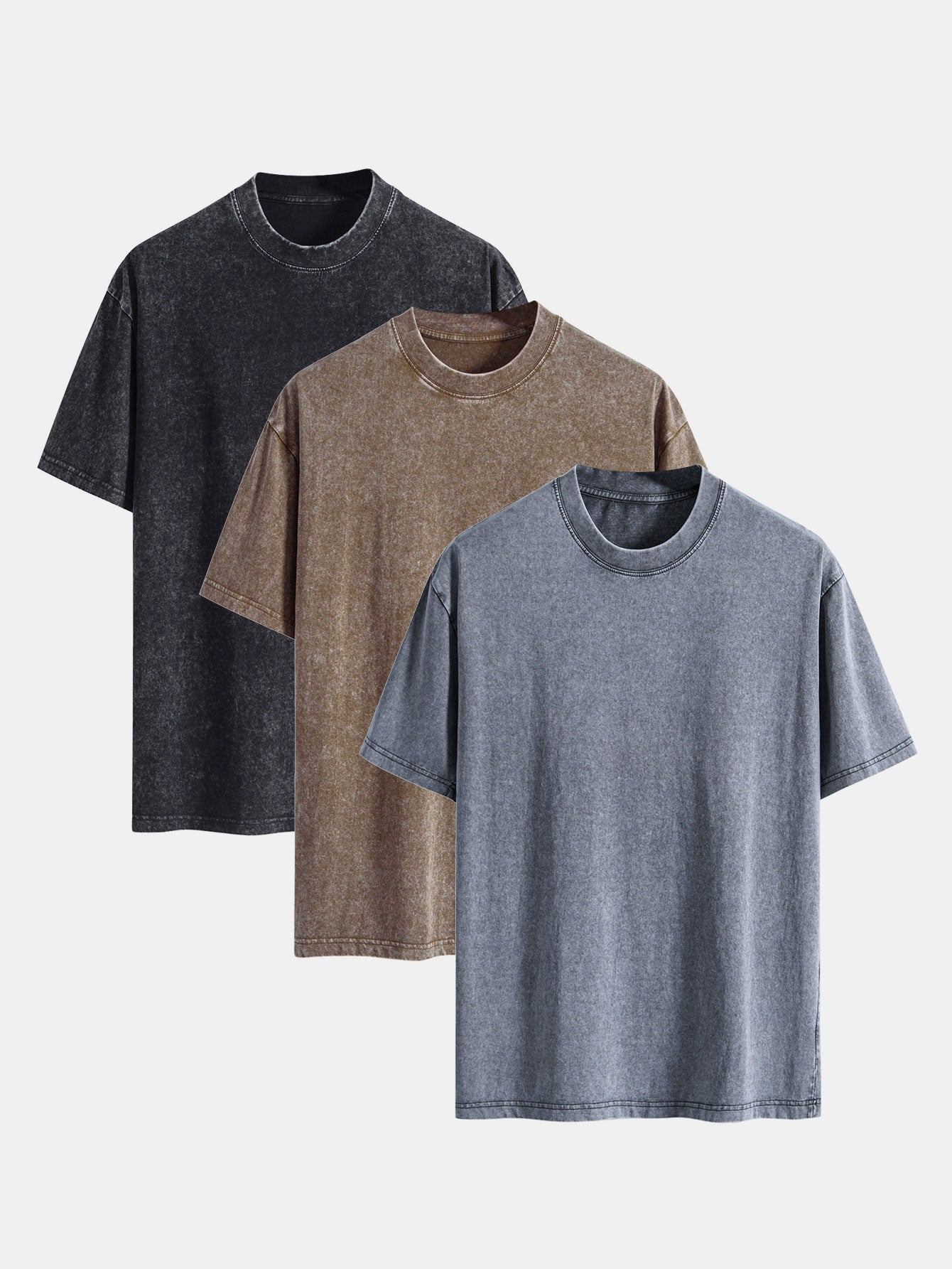Adonai® | 3 Pieces Washed Distressed Drop Shoulder T-Shirt