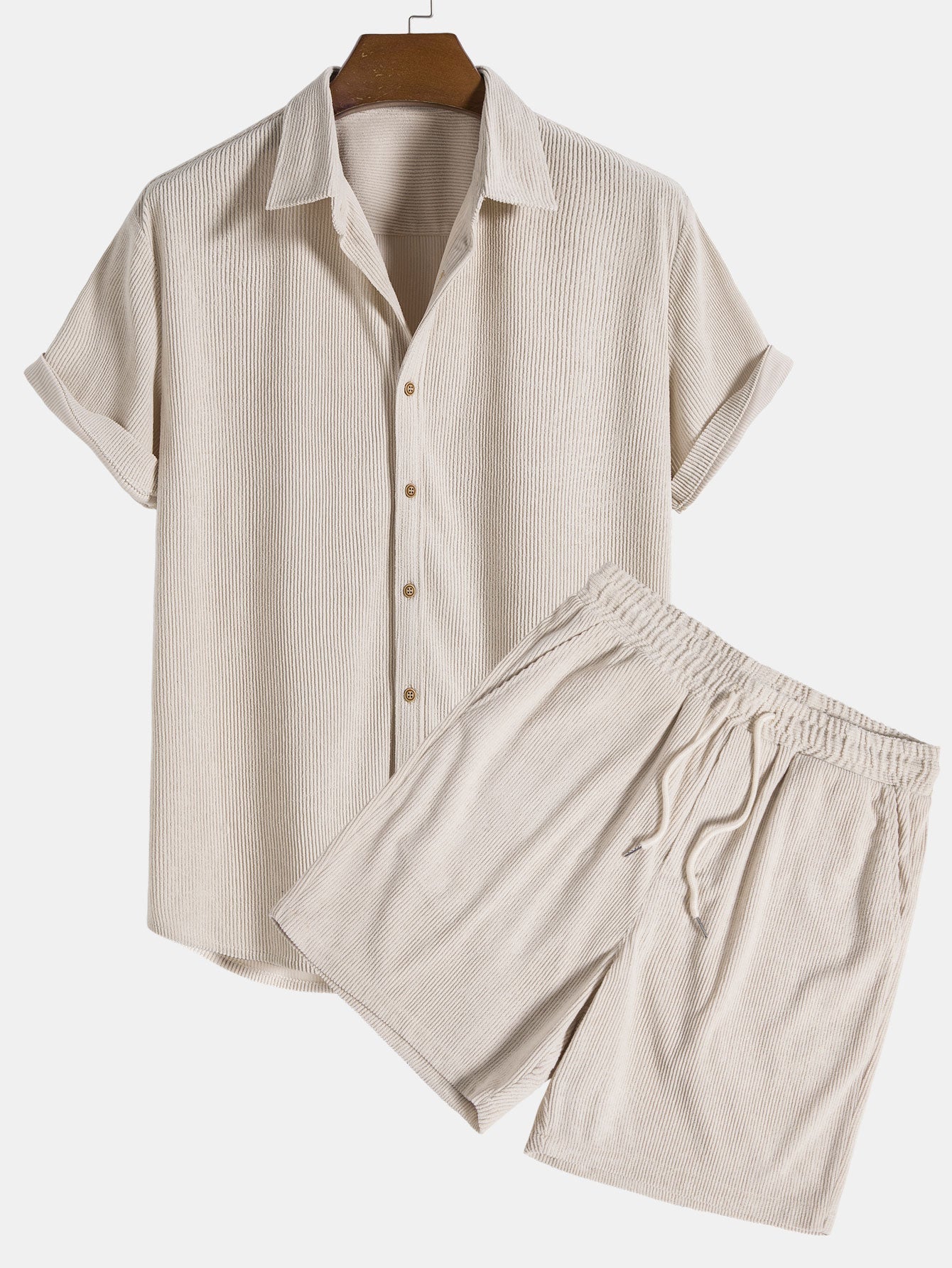 Chris® | Short-Sleeved Corduroy Button Up Shirt & Shorts