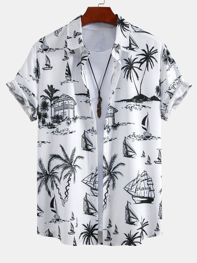 Theo® | Island Sailing Print Button Up Shirt