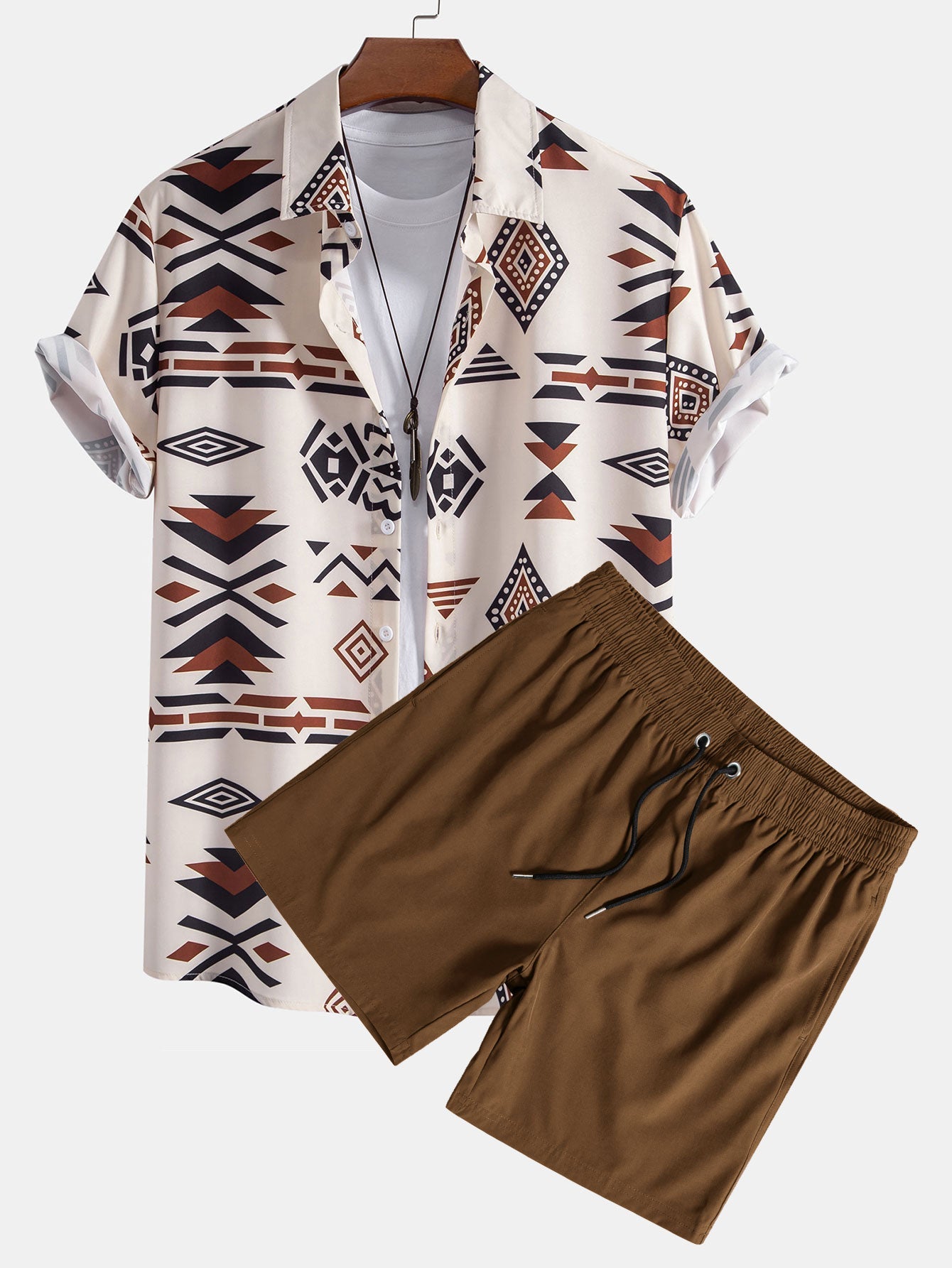 Hipólito® | Aztec Geometric Print Shirt & Swim Shorts