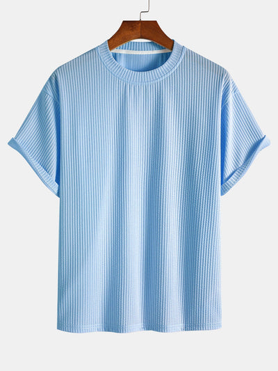 Ezequiel® | Relax Fit Ribbed T-Shirt & Drawstring Ribbed Shorts