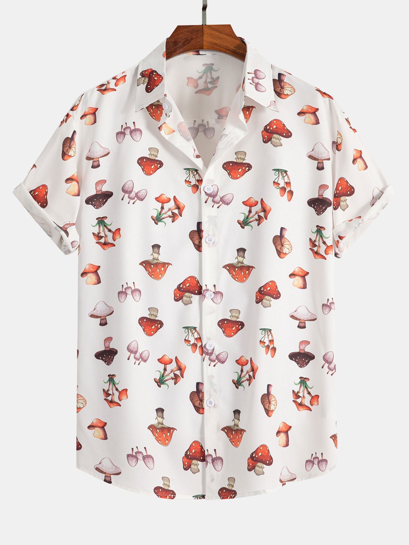 Artemis® | Mushroom Print Button Up Shirt