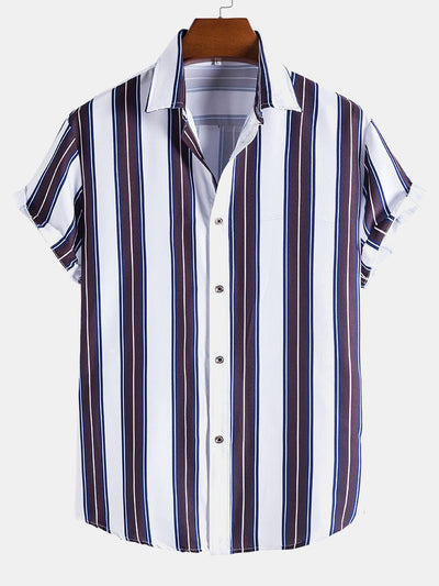 Andre® | Stripes Lapel Short Sleeve Shirts