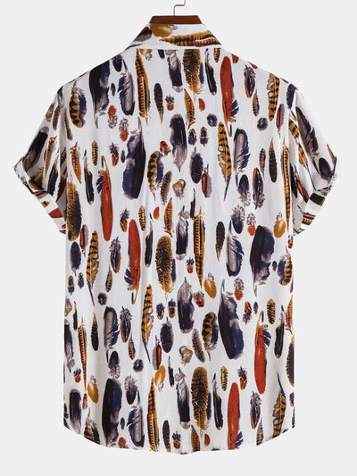 Andrey® | Feather Print Button Up Shirt