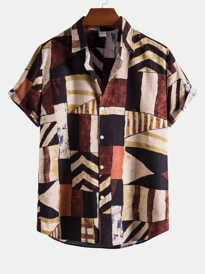 Asen® | Geometry Print Retro Shirt