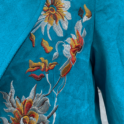 Men's Classic Retro Casal SliFit Western Style Embroidered Sheepskin Sede Blazer