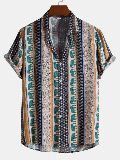 Yosef® | Elephant Geometric Print Shirt