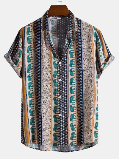 Yosef® | Elephant Geometric Print Shirt