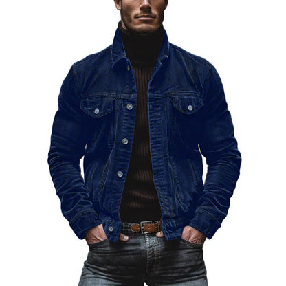 Betsy® | Men's Vintage Corduroy Lapel Single Breasted Multi-Pocket Work Jacket 43646517M
