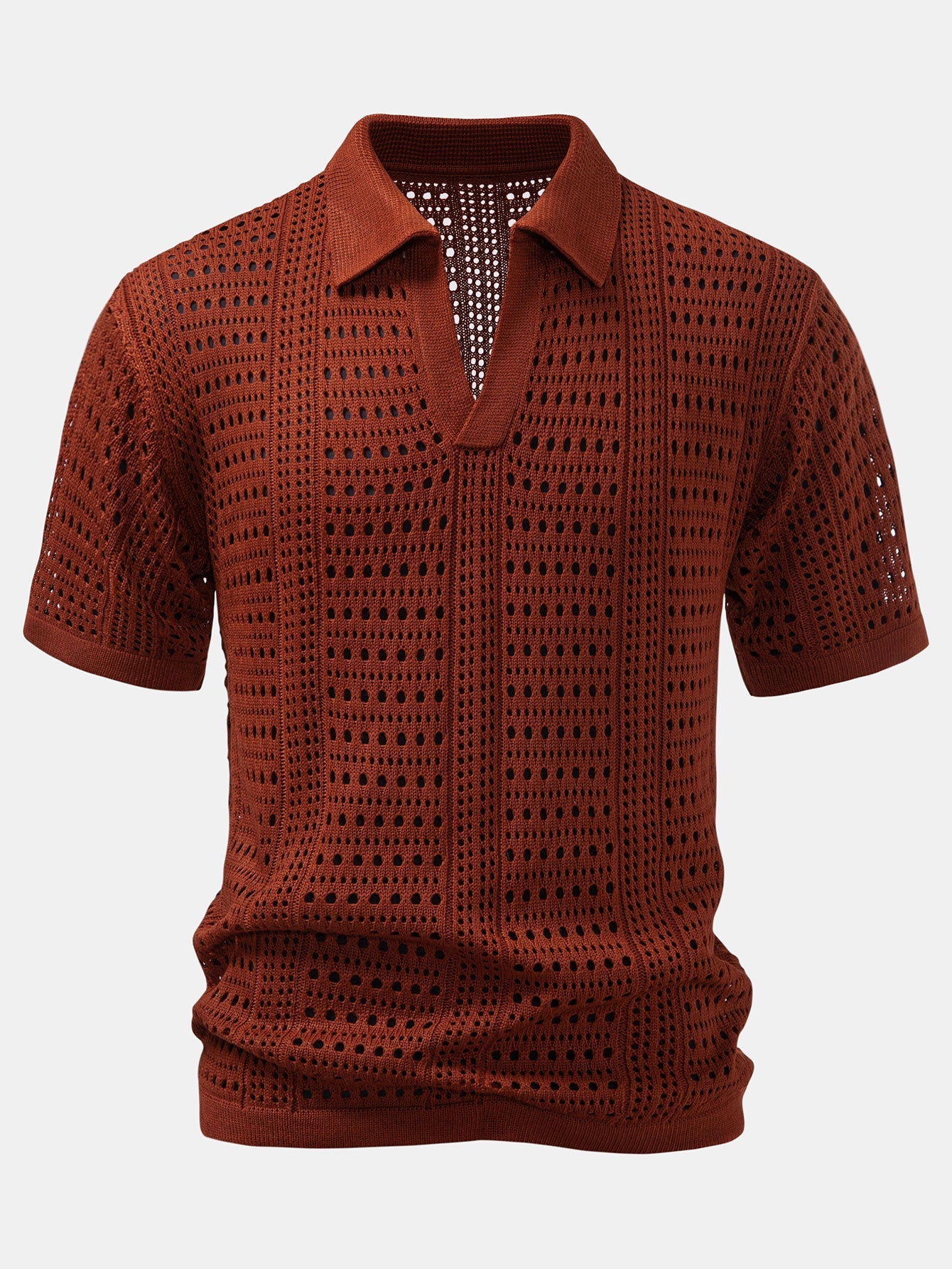 Alexander | Crochet  V Neck Polo Shirt