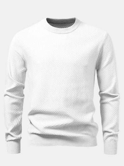 Anselmo® | Checkerboard Textured Crew Neck Sweater