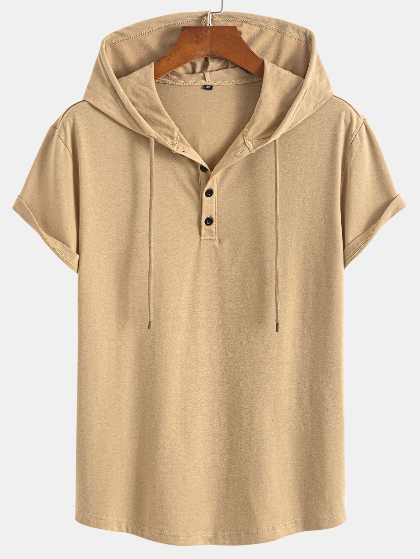 Celestino® | Short Sleeve Henley Hooded T-Shirt