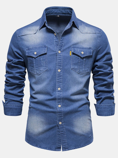 Finbar® | Washed Denim Western Shirt With Pockets