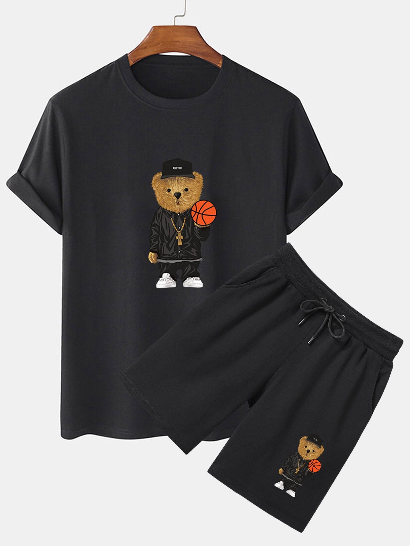 Sergio® | Basketball Bear Print T-Shirt & Shorts