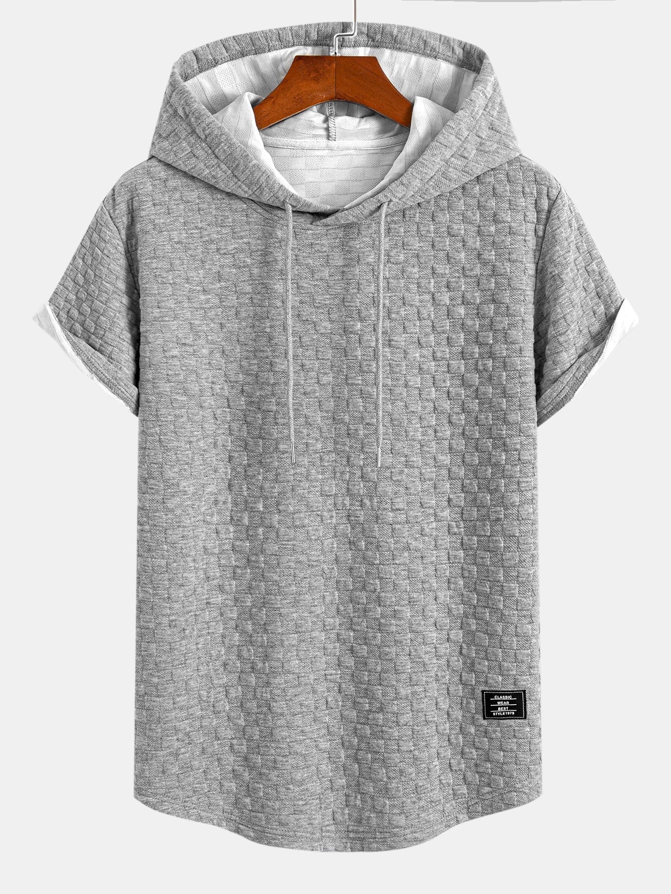 Brad® | Checkerboard Jacquard Arc Hem Hooded T-Shirt & Checkerboard Jacquard Shorts