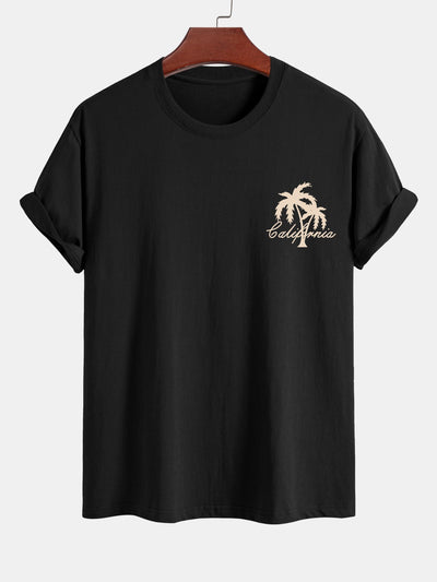 Carmelo® | California Palm Tree Print Cotton T-Shirt & Swim Shorts