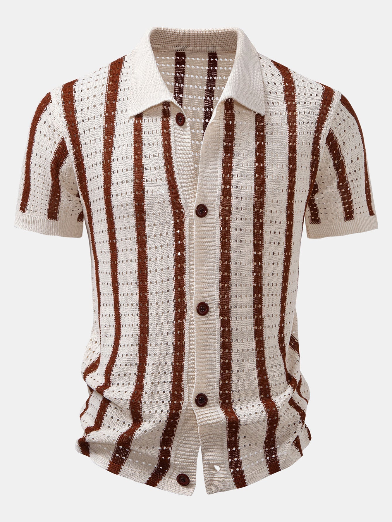 hola STRIPED SHIRT WITH MESH EYELET